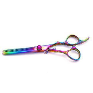 6. INCH Fancy hair stylist rainbow thinning scissor