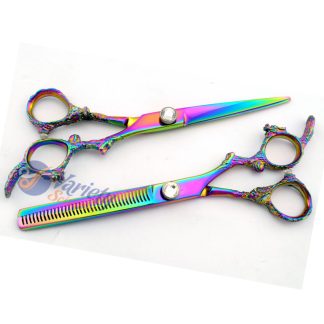6.5 INCH Fancy rainbow hair stylist scissors set