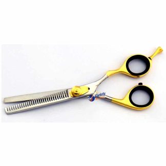 Half golden offset hair thinning scissors