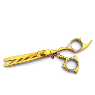 Offset golden hair styling thinning scissors