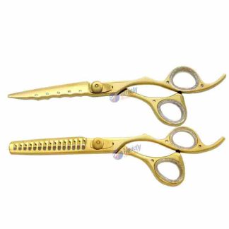 Jeweled golden hair scissors set