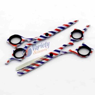 Barber pole hair scissors set
