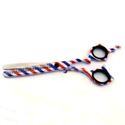 Barber pole hair thinning scissors