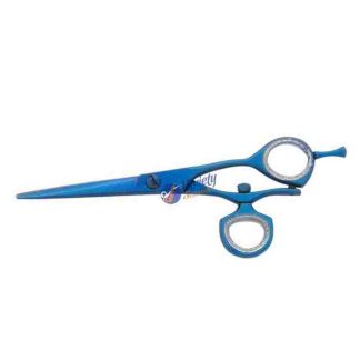 Swivel thumb blue hair scissors