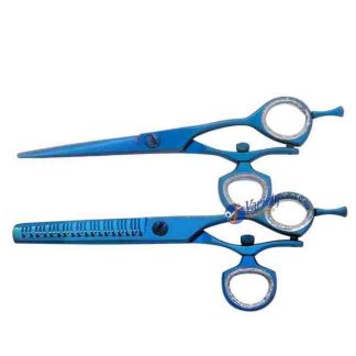Swivel thumb blue scissors set