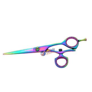 Swivel thumb rainbow hair scissors