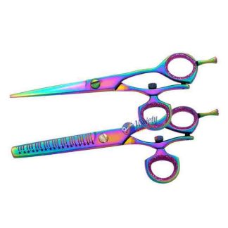 Swivel thumb rainbow scissors set
