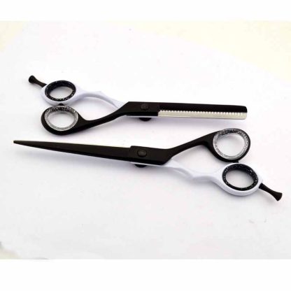 Black and white barber scissors set - Image 2