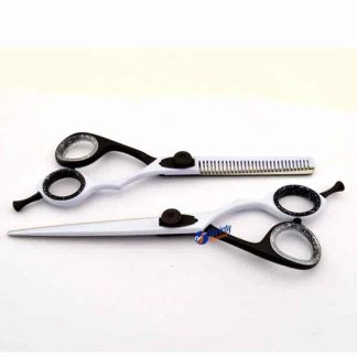 Black and white barber scissors set