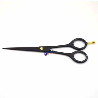 Traditional Sand Blast Scissor – Black Powder Coated with Golden Screw & Finger Rest