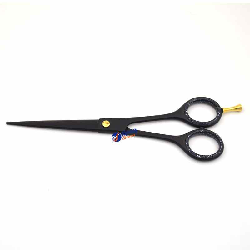 Traditional Sand Blast Scissor – Black Powder Coated with Golden Screw & Finger Rest