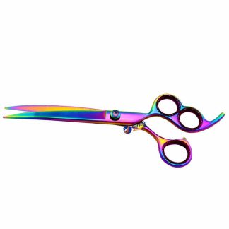 Triple Ring pet grooming rainbow curved shears