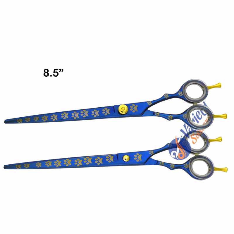 Professional Dog Grooming Straight Blade Shear - Titanium Plasma Coated with Paw Engraving - Image 2