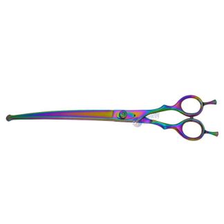 Ball tip Dog Grooming Curved Rainbow Scissors